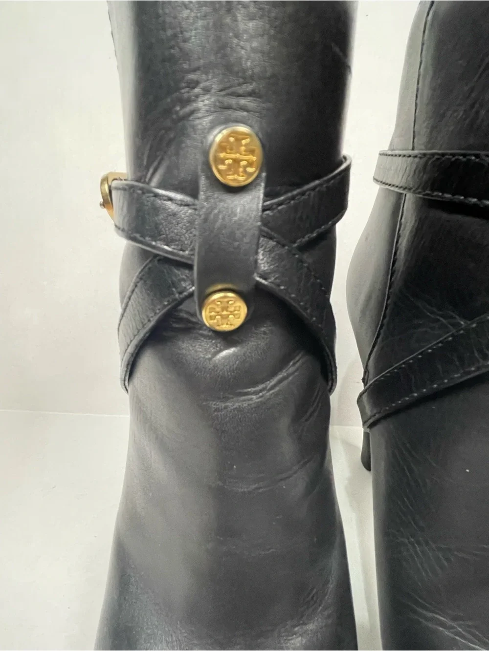 TORY BURCH | Dorese Black Leather High-Heel Stiletto Ankle Boots | 6.5